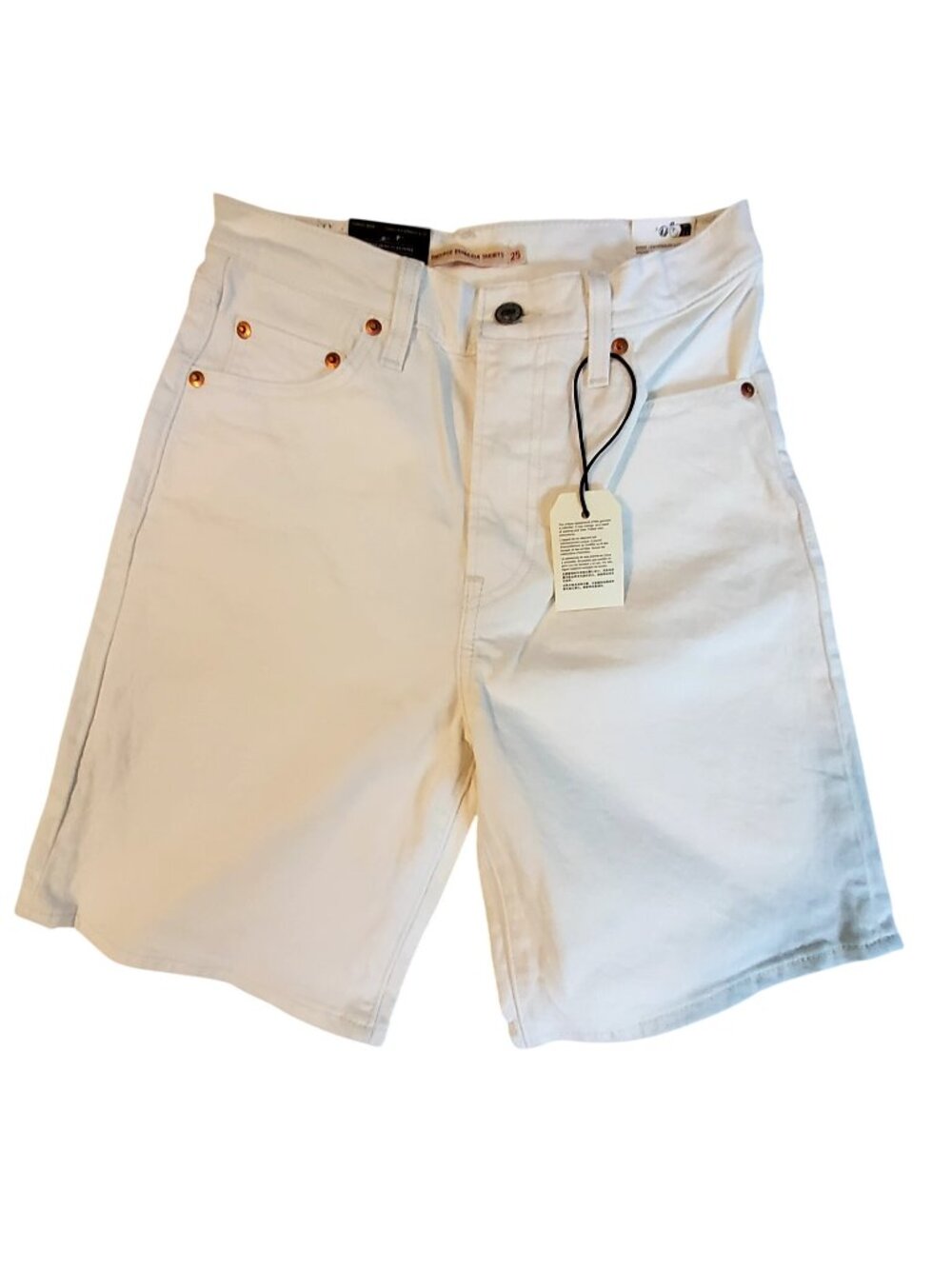 Levis Premium Ribcage Bermuda White Denim Shorts Size 25 Classic five-pocke